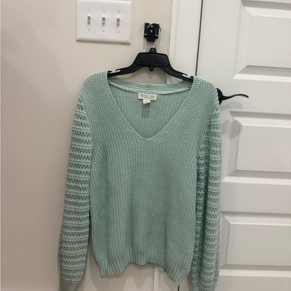 Rachel Zoe Light Green V-Neck Sweater